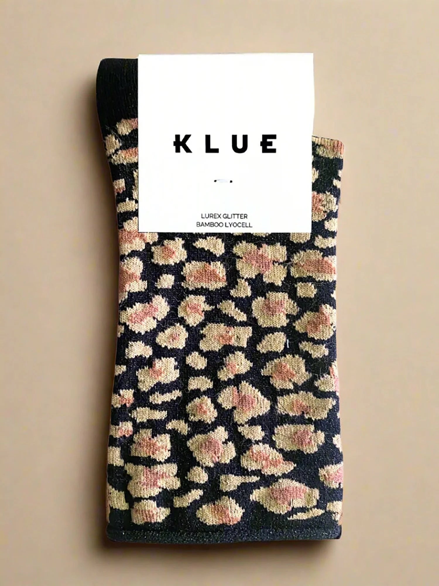 KLUE Glitter Lurex socks in eco-friendly Lyocell | Leopard beige