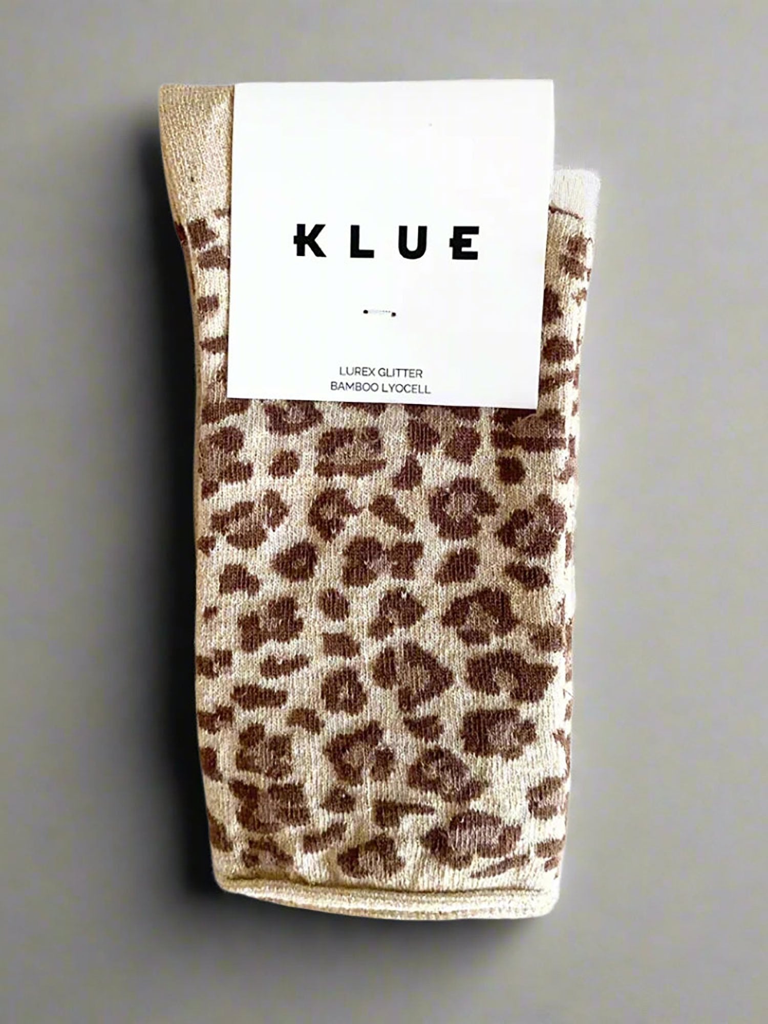KLUE Glitter Lurex socks in eco-friendly Lyocell | Leopard amber