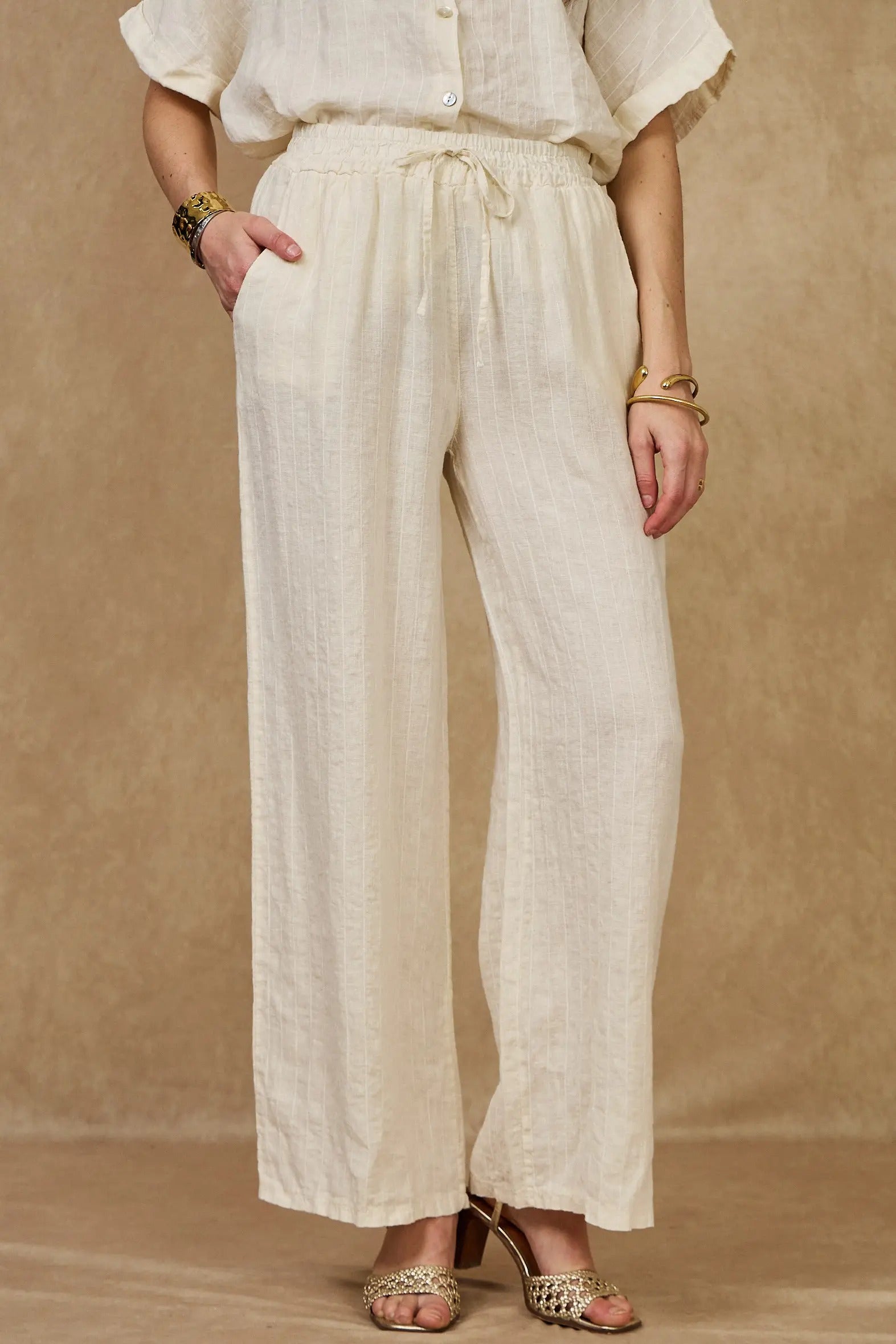 NAIS Wide-Leg Striped Trousers