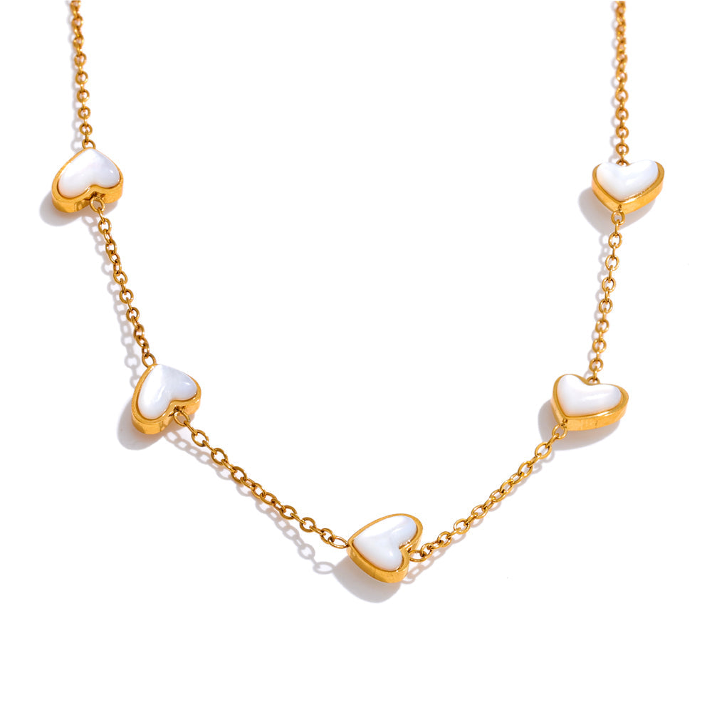 MG Mother of Pearl Heart Short Necklace
