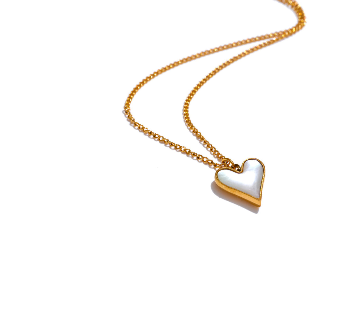 MG Mother of Pearl Single Heart Necklace