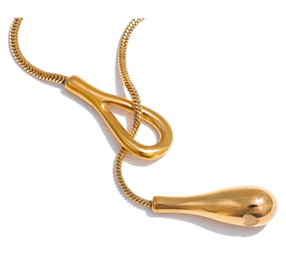 MG Teardrop Lariat Necklace