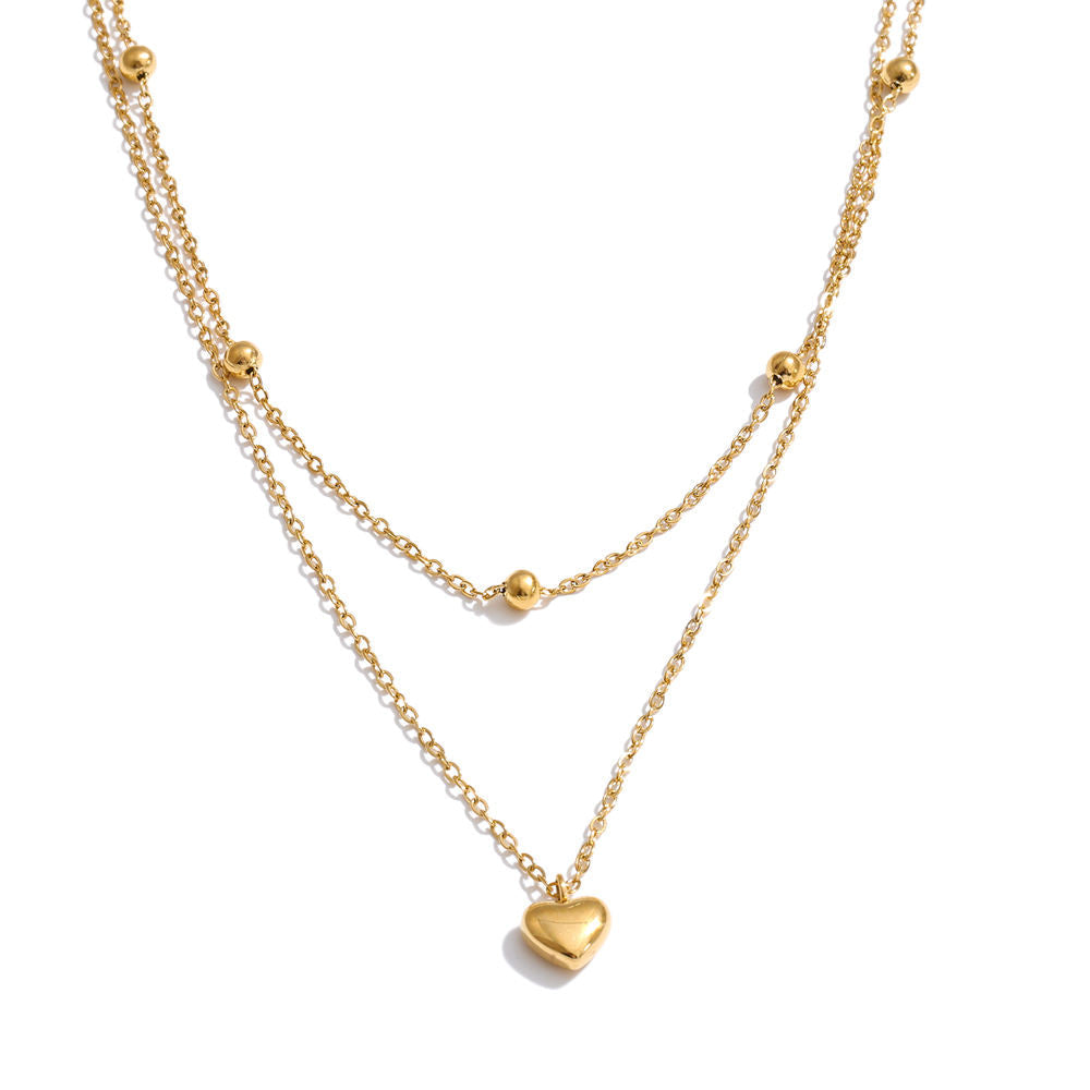 MG Layered Heart Pendant Necklace